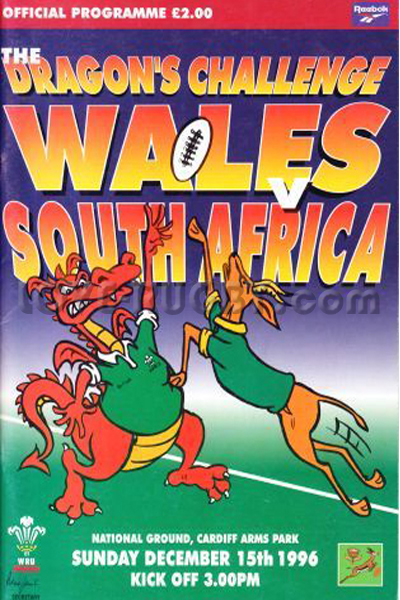 1996 Wales v South Africa  Rugby Programme